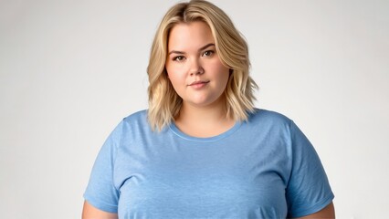 Obraz premium Chubby blonde woman on a light isolated background 