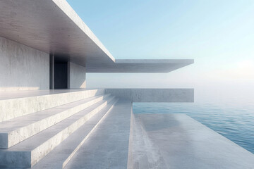 Obraz premium Concrete steps and buildings on the square,Empty architectural background. 