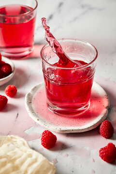 Splash Shot of Rasberry Hibiscus Drink