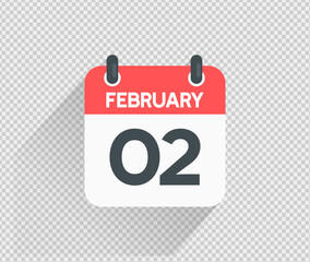 February 2 Calendar icon vector illustration Blank background