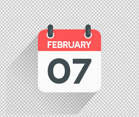 February 7 Calendar icon vector illustration Blank background