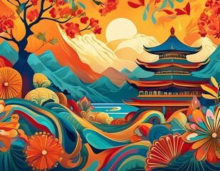 vibrant asian american and pacific islander heritage month background abstract illustration