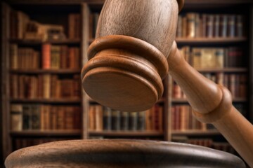 Obraz premium Judge wooden gavel, on an office desk