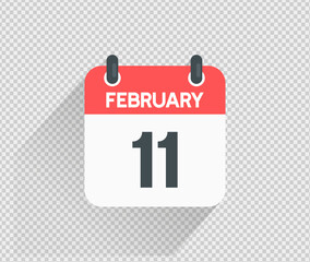 February 11 Calendar icon vector illustration Blank background