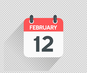 February 12 Calendar icon vector illustration Blank background