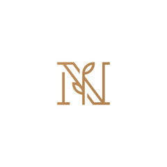 Gold logo N leaf modern minimalist