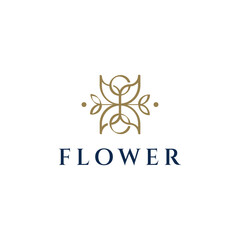 Gold Flower Leaf Beauty Luxury Logo