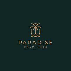 gold paradise palm tree logo dark background