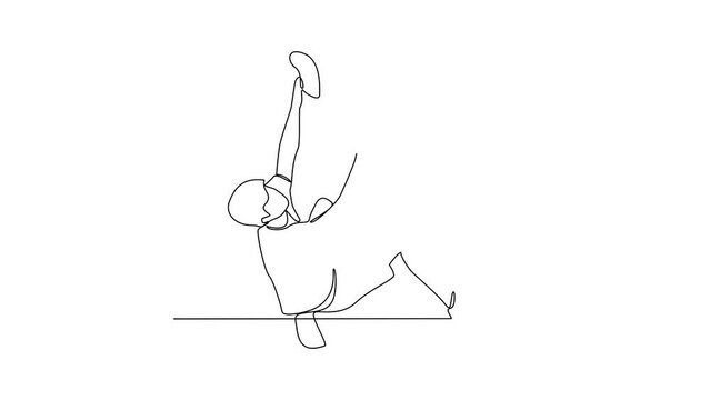 Animated self drawing of wall climbing video illustration. wall climbing design in simple linear continuous style video concept. Sports themes design for your asset great video illustration concept.