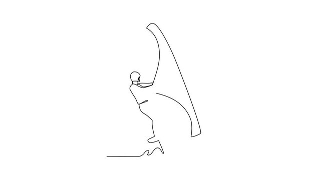 Animated self drawing of wing foil sport video illustration. Wing foil design in simple linear continuous style video concept. Sports themes design for your great asset video illustration concept.
