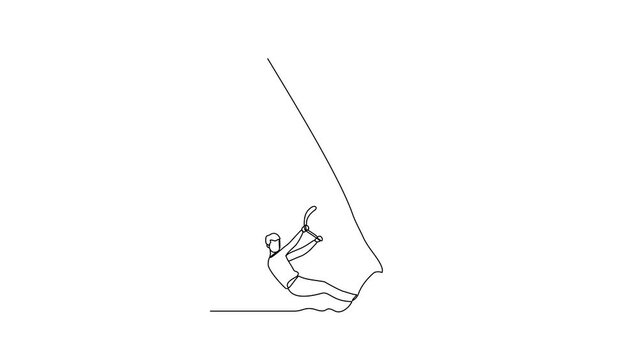 Animated self drawing of wing foil sport video illustration. Wing foil design in simple linear continuous style video concept. Sports themes design for your great asset video illustration concept.