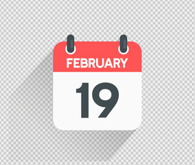 February 19 Calendar icon vector illustration Blank background
