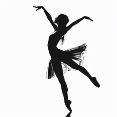 Ballet dancer silhouette on white, dance, graceful, performance