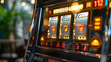 a close up of a slot machine in a casino