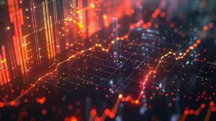 Obraz premium Abstract digital chart background with stock business graphs, statistics, and diagrams depicting data exchange in finance, economic trends, and trade.