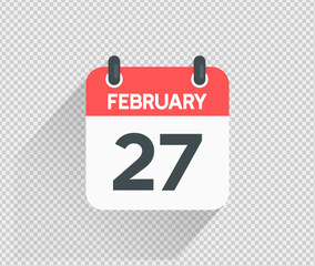 February 27 Calendar icon vector illustration Blank background