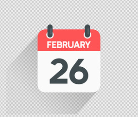 February 26 Calendar icon vector illustration Blank background