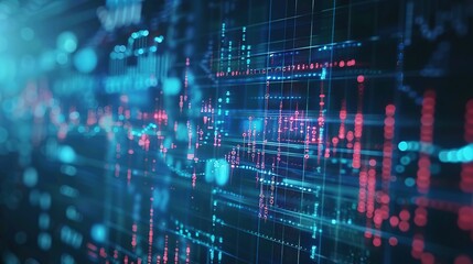 Obraz premium Abstract digital chart background with stock business graphs, statistics, and diagrams depicting data exchange in finance, economic trends, and trade.