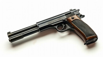 pistol with silencer on white background in high resolution and high quality. concept weapons,silencer