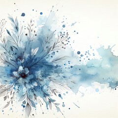 Naklejka premium watercolor background with blue ink splash