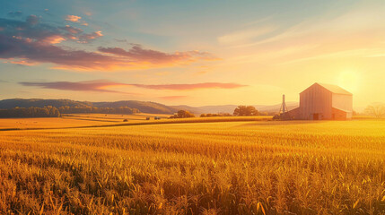corn field golden hour with silo in background simple illustrative style --ar 16:9 --style raw --stylize 200 Job ID: 79fbe6f5-8601-44de-848d-4d2e51be2018