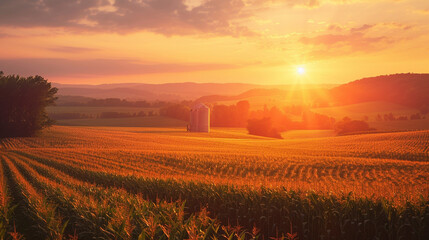 corn field golden hour with silo in background simple illustrative style --ar 16:9 --style raw --stylize 200 Job ID: 9c9c2ea4-059f-4a72-96f4-3104c0580a06