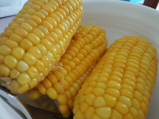 boiled yellow sweet corn in a bowl
