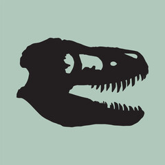 Silueta de craneo fosil de tiranosaurio rex dinosaurio hueso  © Orimissy