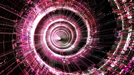 vibrant pink digital spiral with glowing particles