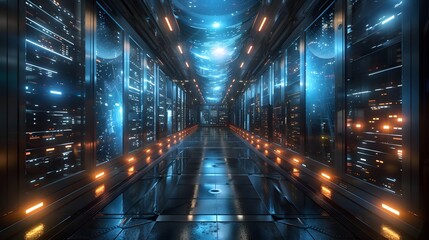 Advertising - testimonial photo of futuristic data center connectivity