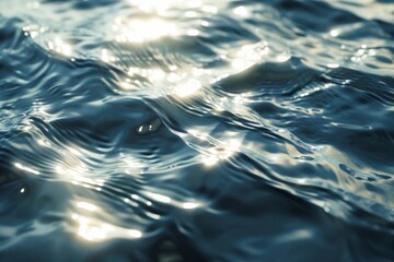 The water is calm and still, with ripples and waves that reflect the sunlight