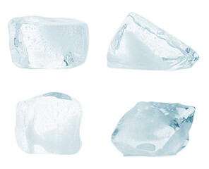 Obraz premium Crystal clear pieces of ice isolated on white, set