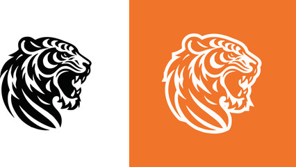 simple minimalist tiger head wild animal logo vector illustration template design