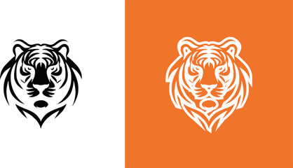 simple minimalist tiger head wild animal logo vector illustration template design