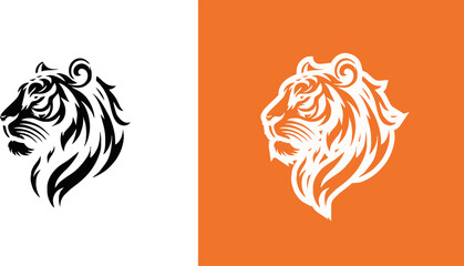 simple minimalist tiger head wild animal logo vector illustration template design