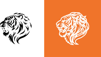 simple minimalist tiger head wild animal logo vector illustration template design