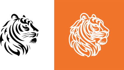 simple minimalist tiger head wild animal logo vector illustration template design