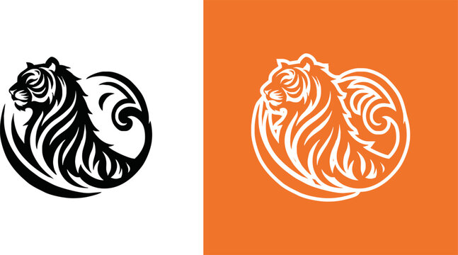 simple minimalist tiger head wild animal logo vector illustration template design