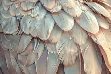 Macro shot of intricate bird wing texture. Nature photography concept