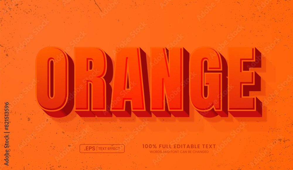 Canvas Prints 3d orange text effect, editable text effect