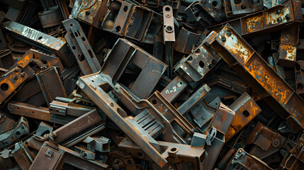 A pile of rusty metal with a few bolts and screws scattered around