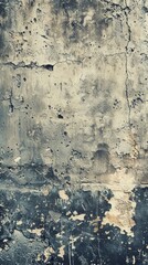 Fototapeta premium Weathered wall exhibiting extensive damage with holes and cracks. Abandoned building concept