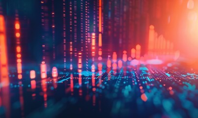 Obraz premium Financial graphs on dark blue abstract technology digital screen backdrop.