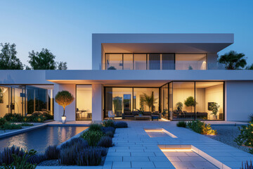 Luxury Island Villa With Infinity Pool At Sunset.
