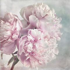 Pastel pink peonies, perfect for weddings, Easter, or Mother's Day, with a vintage feel.