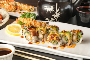 Spicy dragon sushi rolls