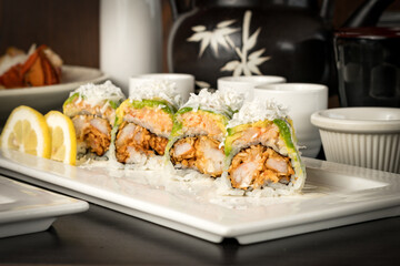 Coconut shrimp sushi roll