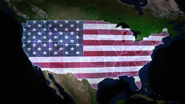 American Flag On Satellite Map