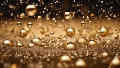 Golden bubbles background, ai