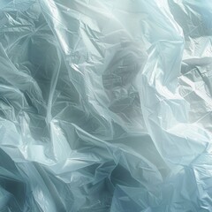 Obraz premium Stretch of a white plastic bag on a smooth blue surface. Disposable material concept